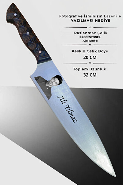 Üniformanya İsim ve Fotoğraf Hediyeli Profesyonel Şef Bıçağı Modelleri Kişiye...
