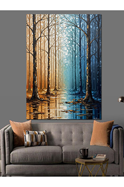 KanvasSepeti In interiorul pădurii Pictură în ulei de înaltă calitate d textu...
