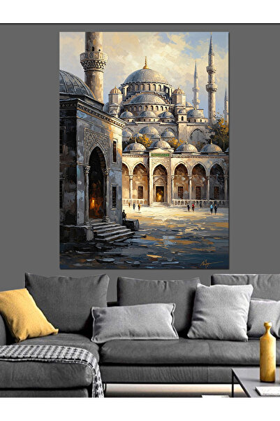 KanvasSepeti Sultanahmet Camii Pictură în ulei de înaltă calitate texturat Pâ...