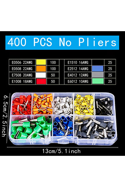 Choice1 400 قطعة - بدون كماشة، 400 قطعة من أطراف التوصيل الأنبوبية VE، طرف تو...