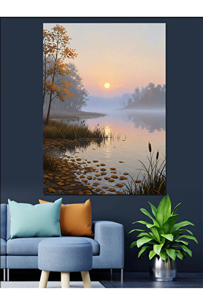 KanvasSepeti O dimineață ceațoasă Pictură în ulei de înaltă calitate texturat...