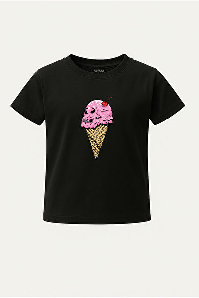 nirvoda Παιδικό μπλουζάκι Ice Cream Skull με τύπωμα Παιδικό μπλουζάκι