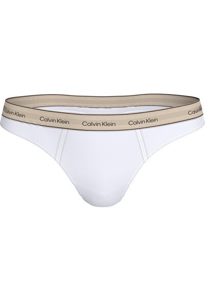 Calvin Klein Kadın Beyaz Logo Detaylı Pamuklu Tanga