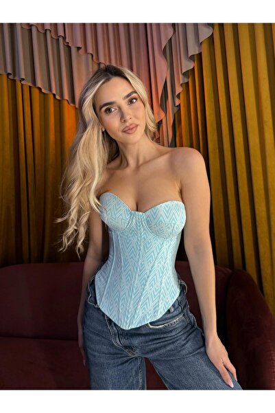 NYMPHA CLOTHING Cup corset, Aqua Belle M/L