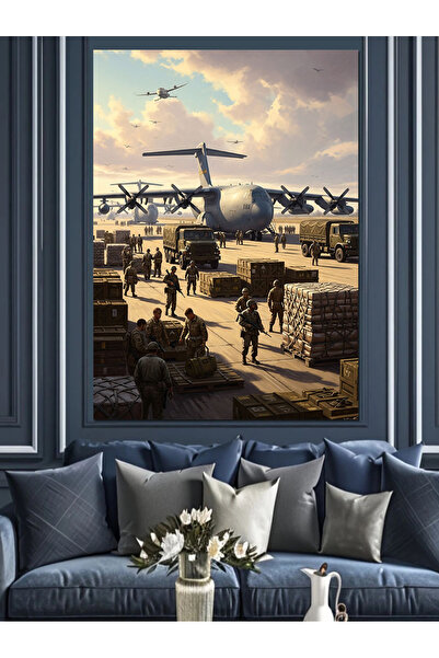 KanvasSepeti Pictură în ulei militară de înaltă calitate texturat Canvas Canv...