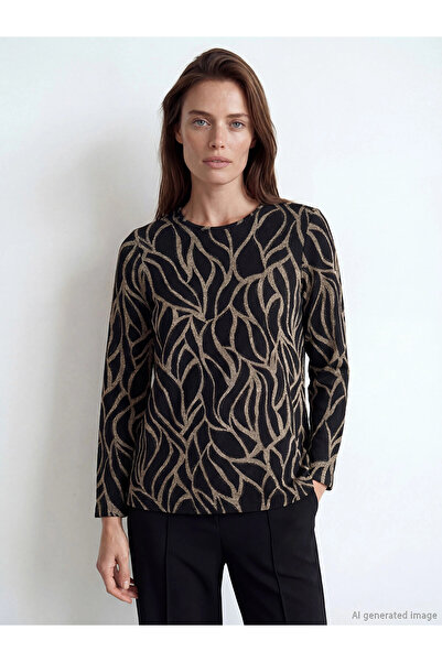 LC Waikiki LCW Grace Kahverengi Bisiklet Yaka Desenli Bluz
