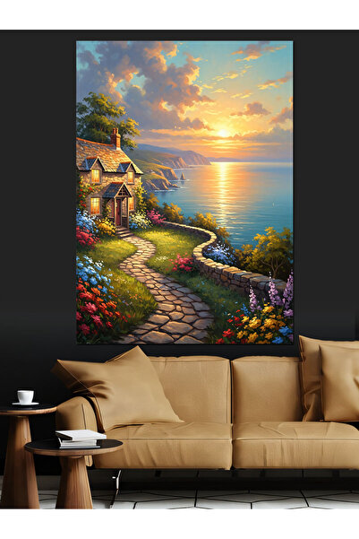 KanvasSepeti Flowering Road Sea Pictură în ulei de înaltă calitate texturat C...