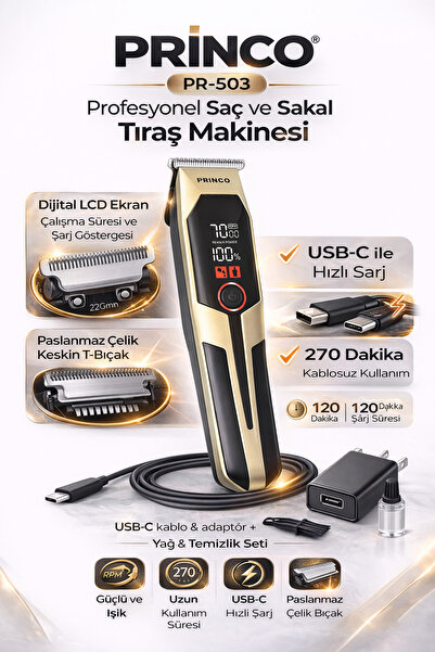 Princo PROFESYONEL SAÇ SAKAL TIRAŞ MAKİNESİ PR-503