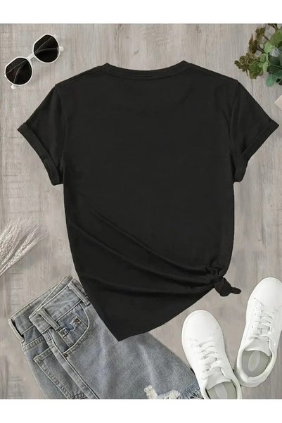 yombaa Printed T-Shirt. Short Sleeve Summer & Spring Casual Top, Women's Clothing