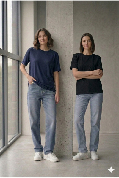 CNG MODA Σετ μπλουζάκια διπλής στρώσης Basic Combed Cotton M Μοντάλ με άνετη ...