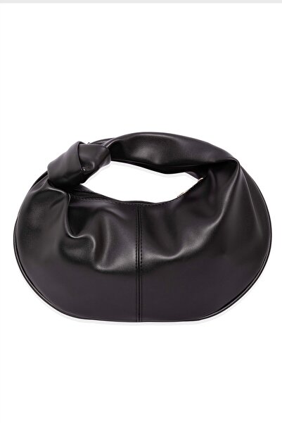 EBRUTESETTÜR Knot Detailed Zippered Clutch Bag Black