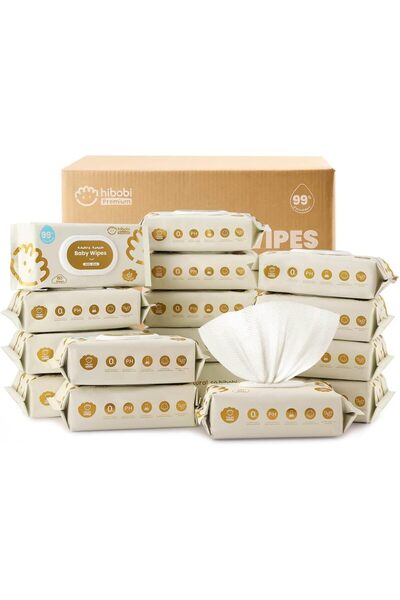 hibobi Baby Wet Wipes Ultra Soft Tissue,Facial Cloth for Cleaning, 16 Packs, ...