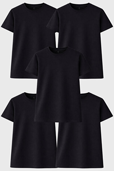 freemen Set de tricouri negre basic pentru femei, 5 piese, 30/1 jerseu simplu...