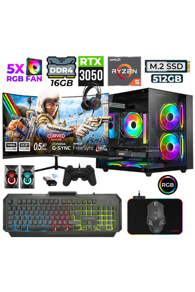 XASER River X10 Ryzen 5 5500 16GB Ram 512GB M.2 NVMe SSD 6GB RTX3050 23.8" 18...