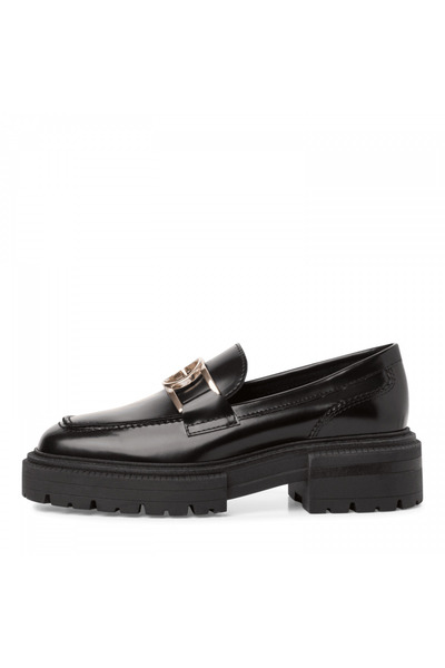 Tamaris Black loafers with golden accessory