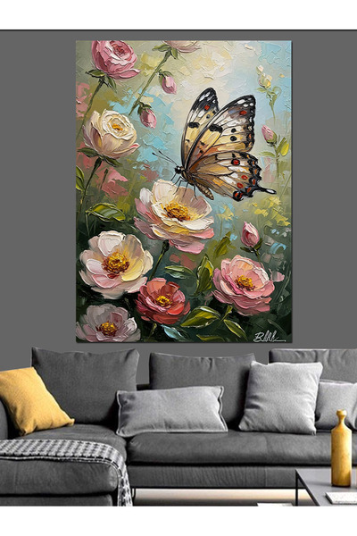 KanvasSepeti Flori de primăvară și pictură în ulei de înaltă calitate textura...