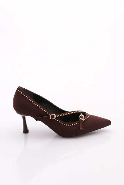 DGN Pm492-K1750 Women's Belt Buckle Detailed Stone Heeled Shoes