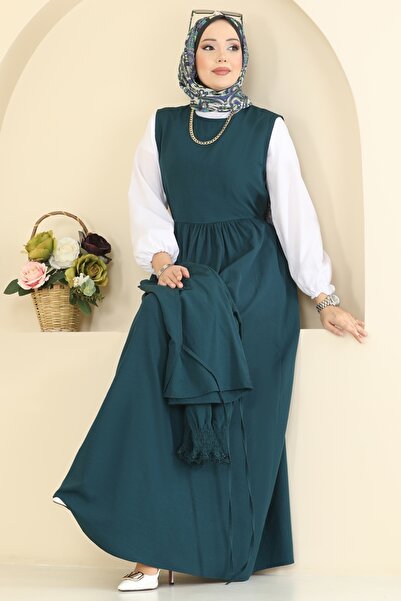 ModaMerve Bağcıklı Dantel Detaylı Takım 324ASN888-MS Petrol