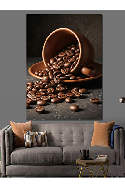 KanvasSepeti O bolă de cafea Pictură în ulei de înaltă calitate texturat Pânz...