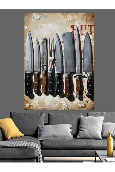 KanvasSepeti Cuțite de bucătărie Pictură în ulei de înaltă calitate texturat ...