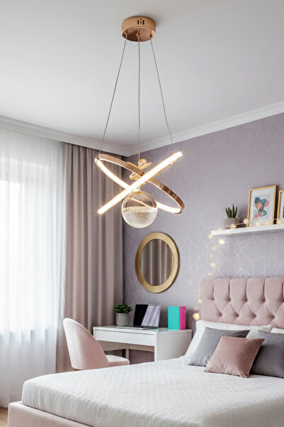 TERRA LIGHTING Kıraç Tek Top Led Avize, Şık Sarkıt Led Avize, 3 Renk Ayarlana...