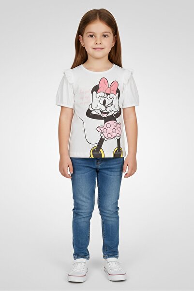 Disney Toddlers Girl Short Sleeve Mickey And Friends Top, White