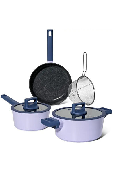 Just Perfecto JL-330 Cookware Set, 6 Pieces, Marble Coating, Induction, Purpl...