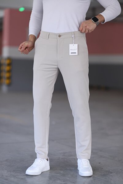 hello7 Men's Anthracite Slim Fit Flexible Lycra Quality Linen Trousers