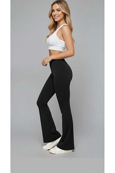 ROAVA Women's High Waist Shaping / Sculpting Flared Leggings Black
