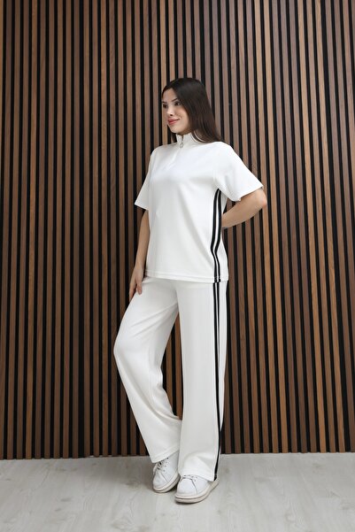 bobitex Modal Fabric Zippered Shirt Collar Side Striped Detail Comfortable Fi...