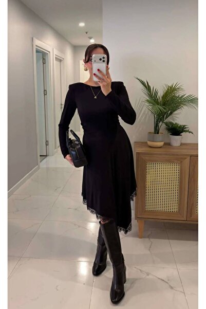 MAESTRO WOMAN Γυναικείο μαύρο φόρεμα με δαντέλα και λεπτομέρειες, ασύμμετρο, ...