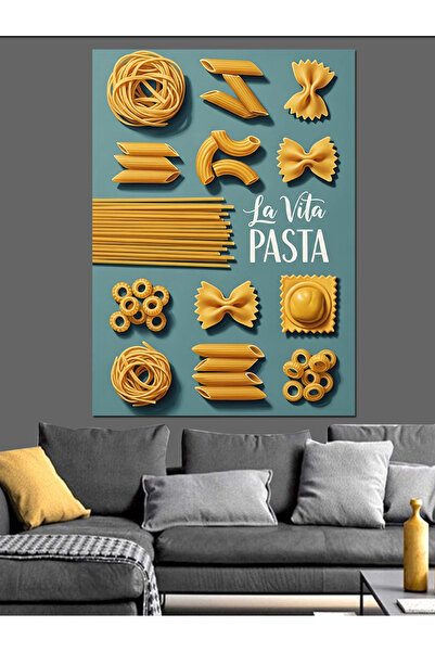 Artmeg Tablou cu diferite tipuri de paste italiene din pânză decorativă - Tab...