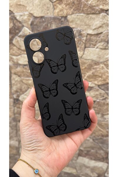 Vip Case Tecno Spark Go2 Compatible Black Butterfly Patterned Silicone Shock-...