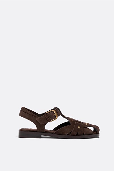 Stradivarius Studded leather cage sandals