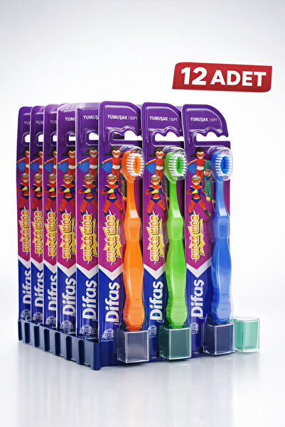 CT STONES فرشاة أسنان ديفاش كيدز للأطفال، 12 قطعة، ذات شعيرات ناعمة مع غطاء و...