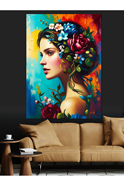 Artmeg Portret de femeie florală și modernă pe pânză decorativă - Tablou din ...