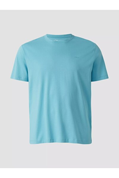 s.Oliver Big Sizes Men's big size cotton T-shirt with crew neck, Light turquoise