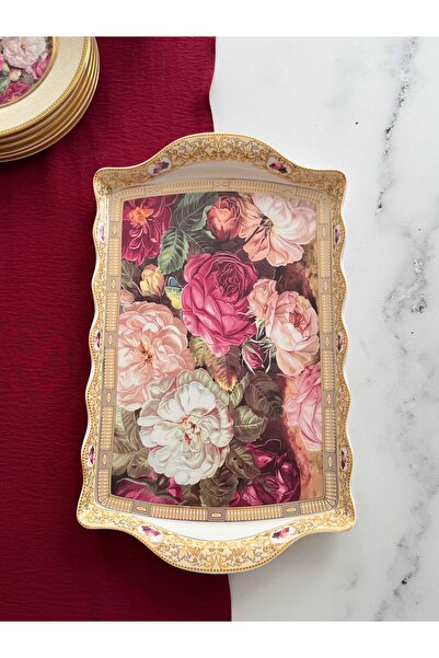 ROSSEV صينية بورسلين 24K فلوريس