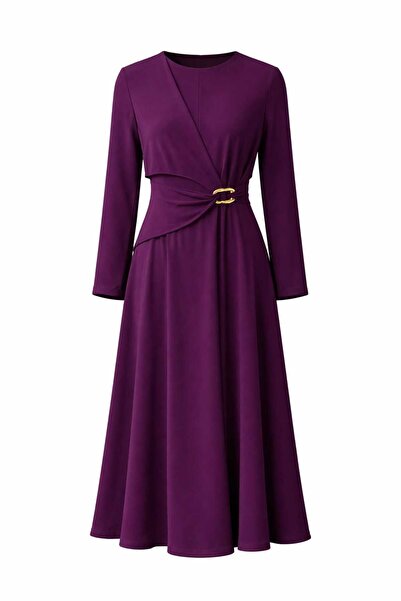 ECK MODA Γυναικείο φόρεμα με λεπτομέρεια από ύφασμα Sandy, Full Lycra, με εύκ...