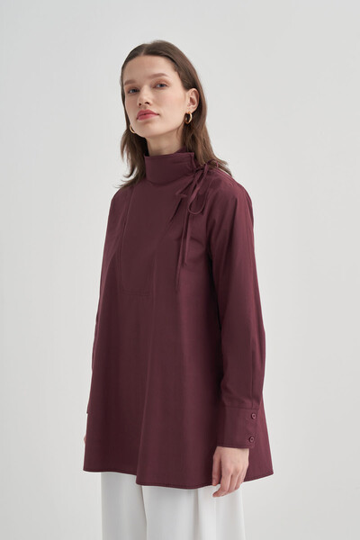 VESNA Yakası Bağcıklı Poplin Gömlek