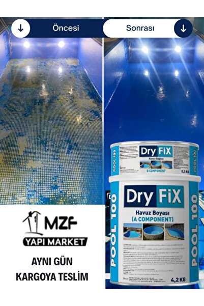 MZF Dryfix Pool 100 Su Geçirmez Yosun Tutmaz Havuz Boyası Mavi 4,5 Kg/set Su ...