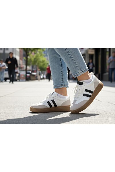 KİNDEP Termo Non-Slip Sole Lace-Up Women's Sports Shoes White