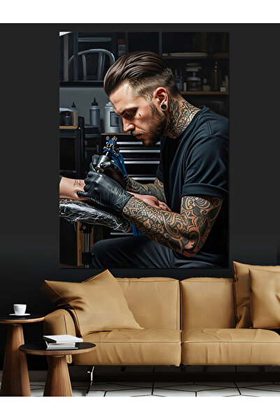 Artmeg Bărbat tatuat și Studio de Tatuaje Artistice Pânză Decorativă - Masă d...