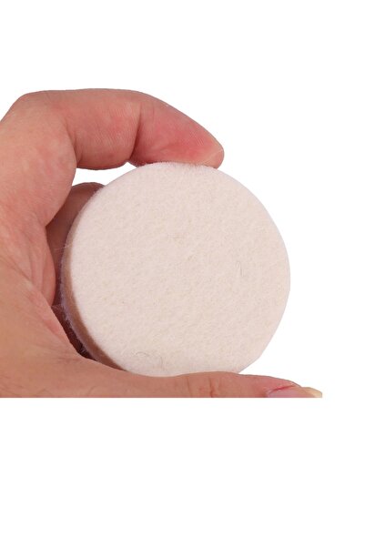 Depolife 50mm Natturel Yün Keçe Diski Cırtlı Yün Keçe 5cm Caplı Yedek Pedi
