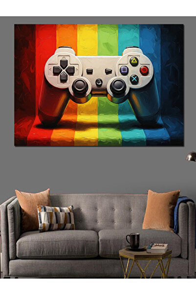 Artmeg Pânză decorativă cu mâner pentru consolă de jocuri pe fundal curcubeu ...