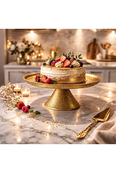 gülis 3 Parça Lüx 14 Cm Yuvarlak Ayaklı Kek Ve Pasta Sunum Standı Çeyizlik