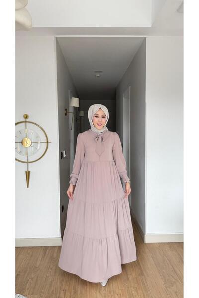 MİREL BUTİK Women's Princess Dress Bow Detail Medina Silk