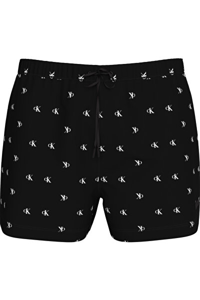 Calvin Klein Men's Black Logo Patterned Short Swim Trunks