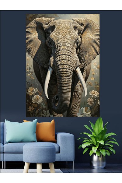 Artmeg Portret de elefant gigant, natură sălbatică, pânză decorativă - Tablou...