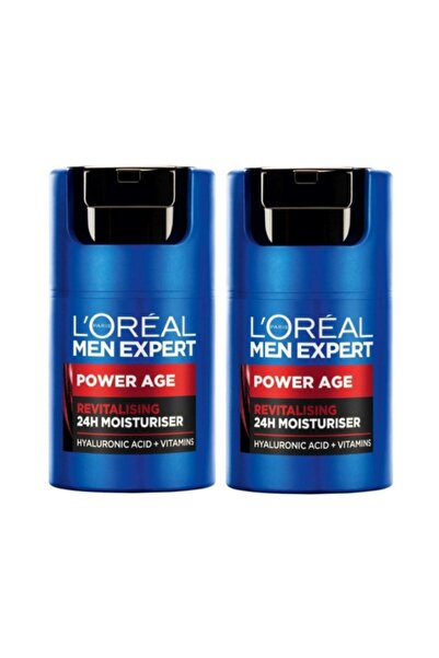L'Oreal Paris Men Expert مرطب منشط مضاد للشيخوخة يدوم 24 ساعة، 50 مل حمض الهي...